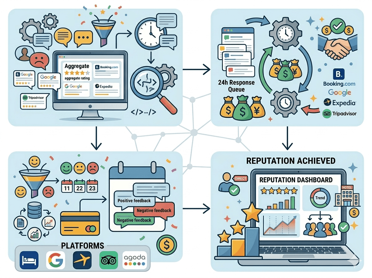 Hotel reputation management across platforms